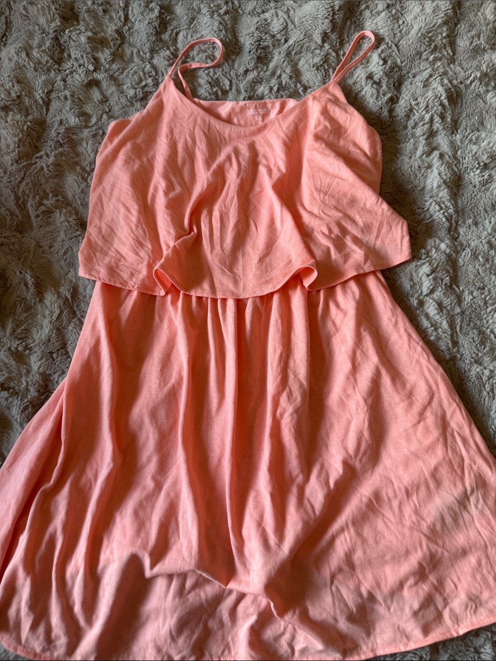Womens Coral Pink Tiered Sundress
